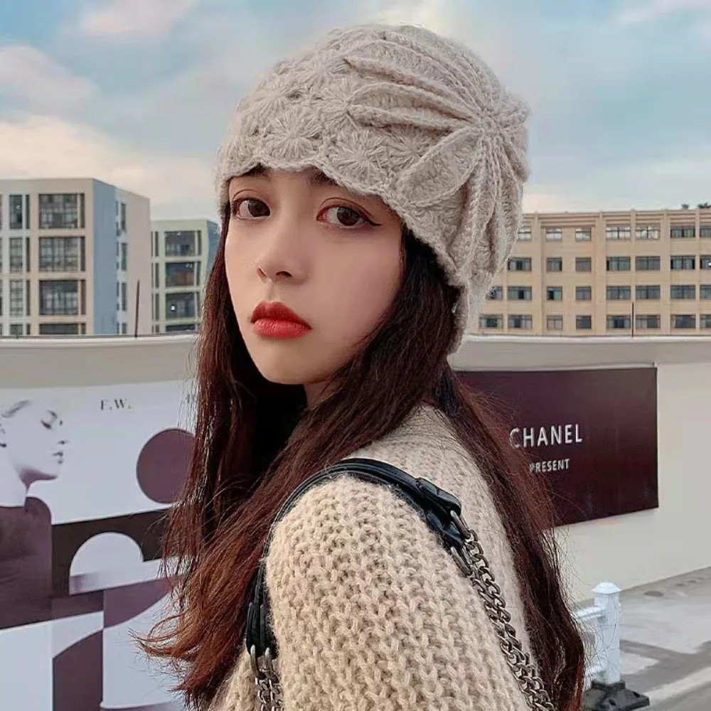 الحلو الدانتيل زهرة جوفاء تو كاب الرجعية الفني البطيخ الجلد قبعة الجوف خارج اليدوية باوتو قبعة الشعر #4