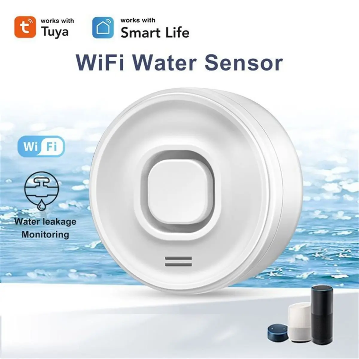 newA10R 6PCS 100DB Tuya WiFi Water Leakage Sensor Smart Home Water Leakage Detector Flood Alert Overflow Security Protection