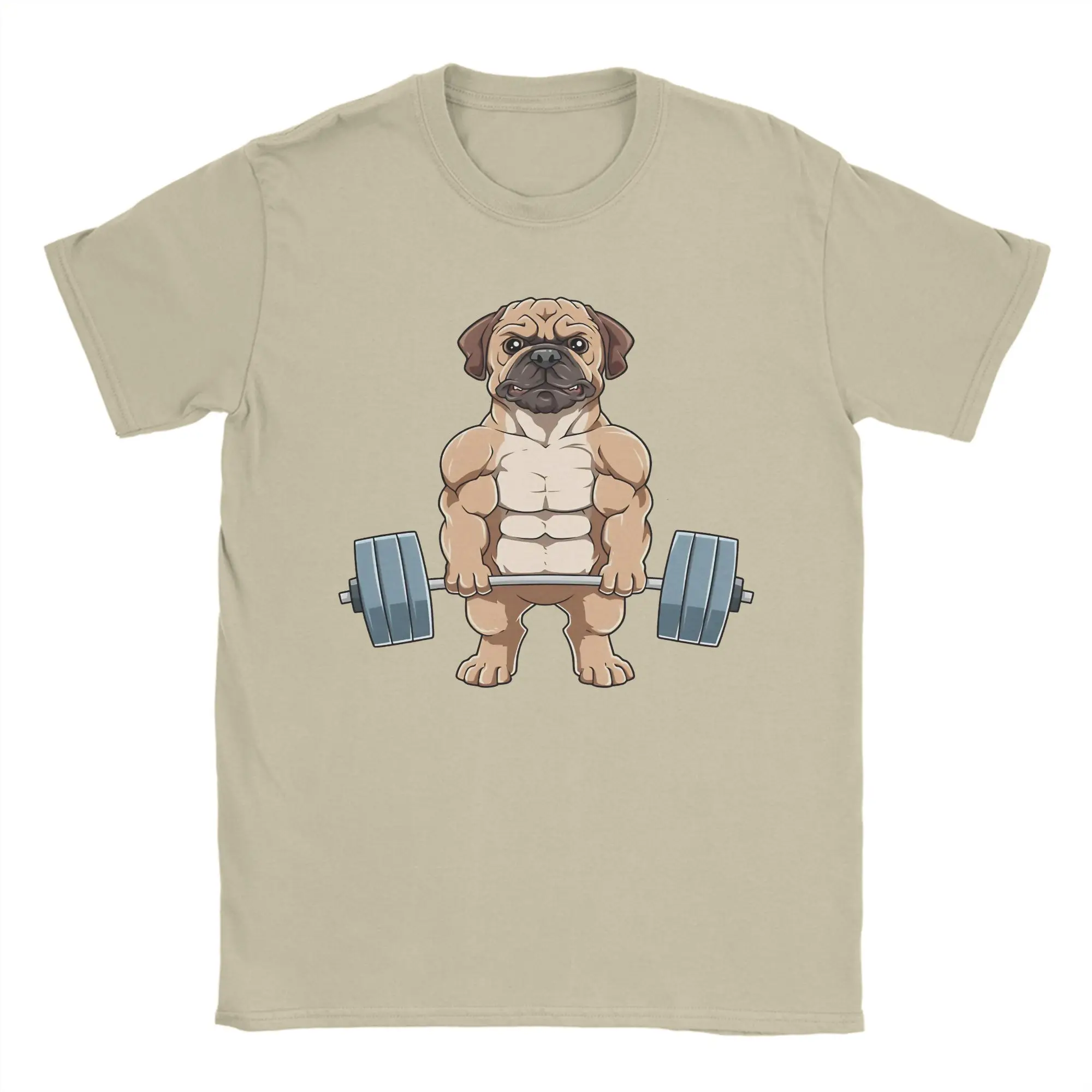 Pug Fitness Muscles Workout Weight Weightlifting T-Shirts for Men  Vintage Cotton Tee Shirt Crewneck Short Sleeve T Shirts Tops