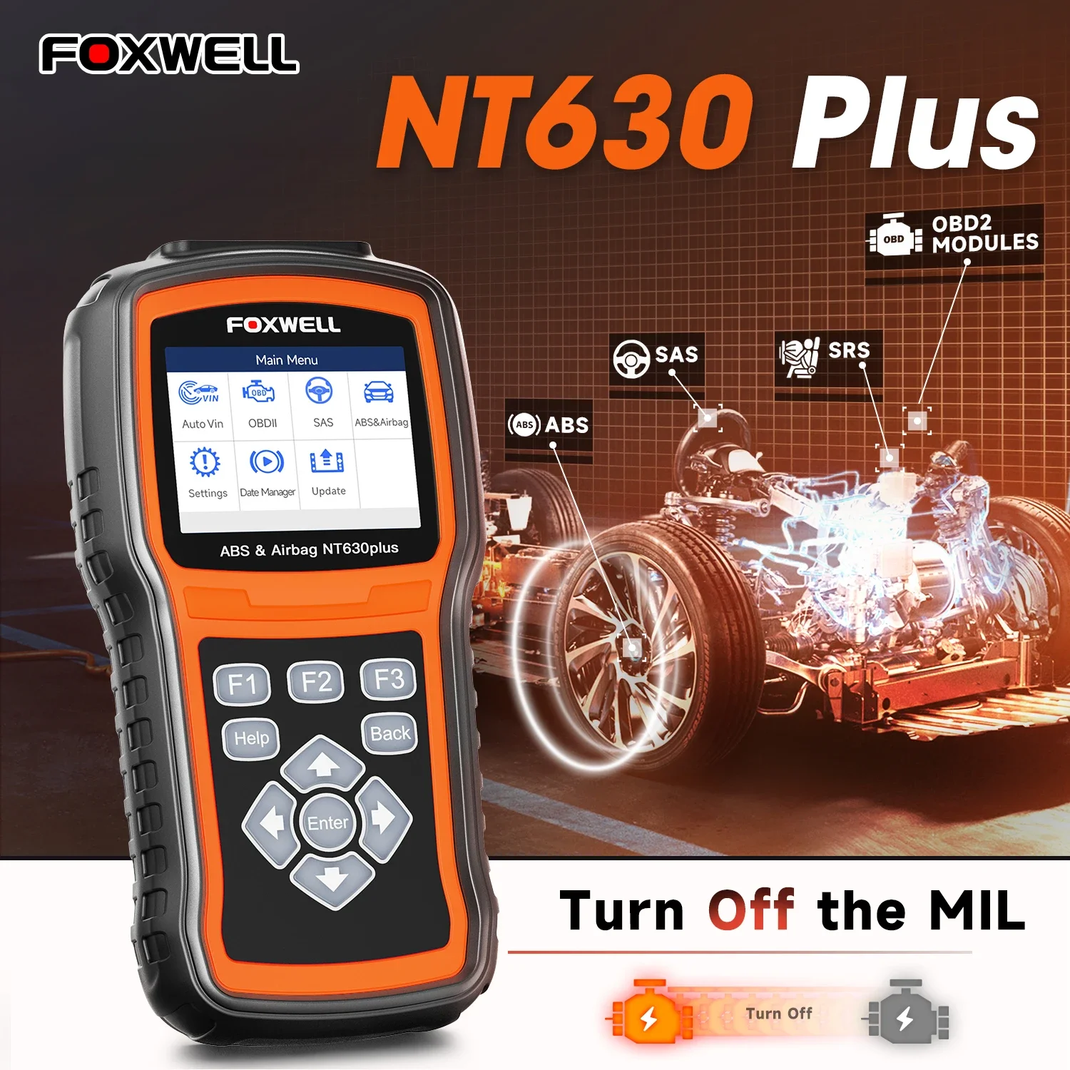 

FOXWELL NT630 Plus OBD Scanner ABS SRS Airbag Code Reader Automotive OBD II SRS Airbag Diagnostic and ABS Brake Bleed Scan Tool