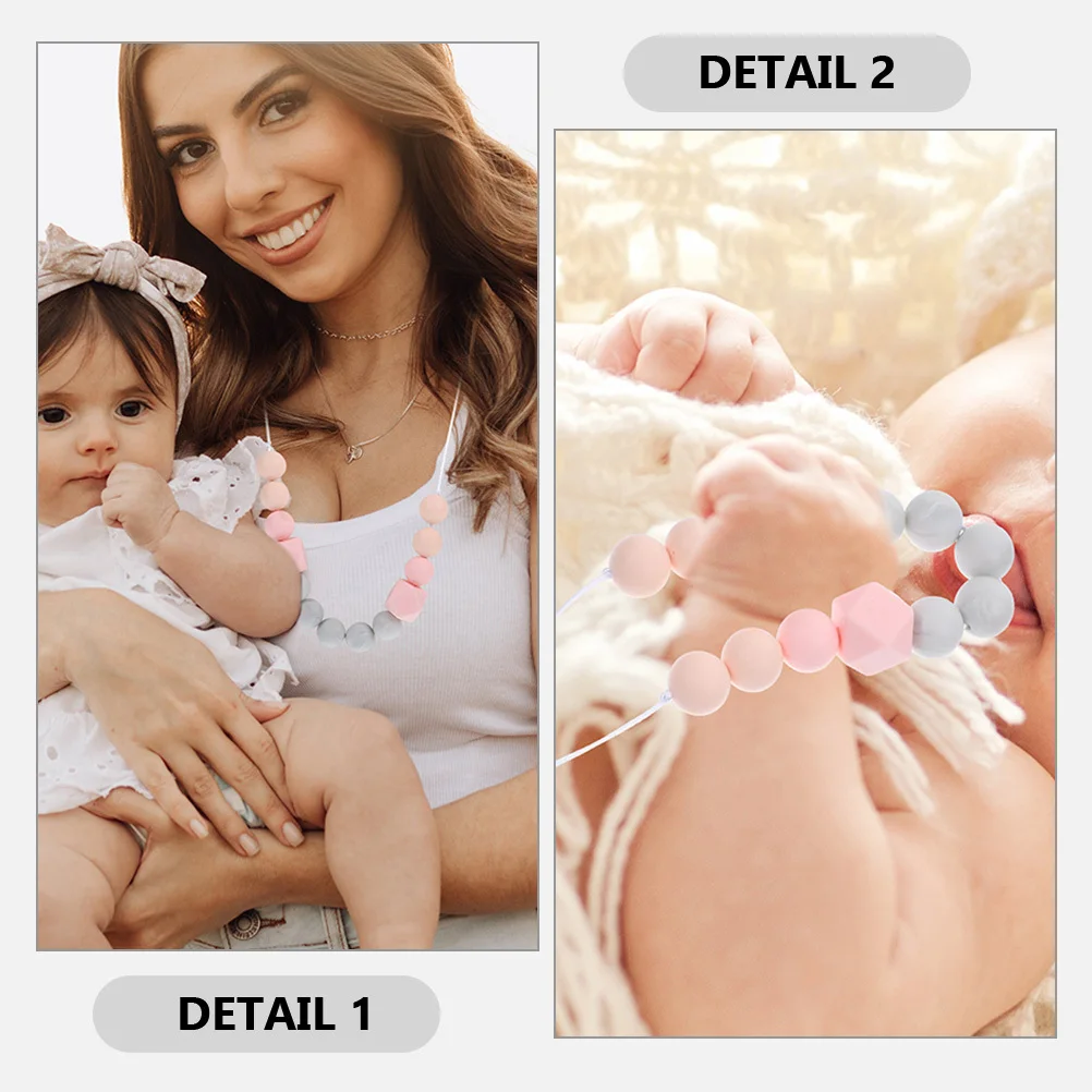

2Pcs Colorful Teething Necklaces Durable Silicone Baby Teething Beads Necklace for Mom and Chew Necklace