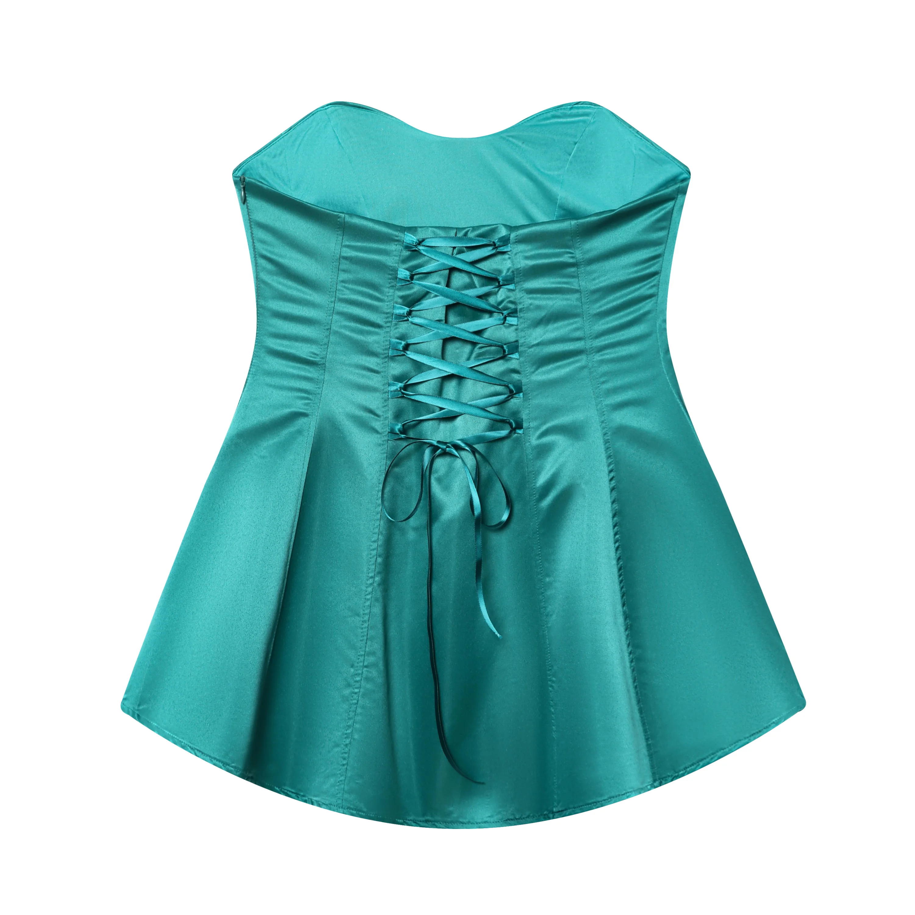 Women Off Shoulder Satin Mini Dress Backless Drawstring Slim Bodycon Dresses