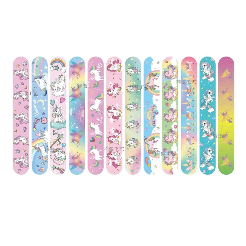 10 pièces dessin animé licorne Clap cercle jouets arc-en-ciel licorne claque Bracelets décoration de fête heureux enfants filles cadeaux de fête d'anniversaire