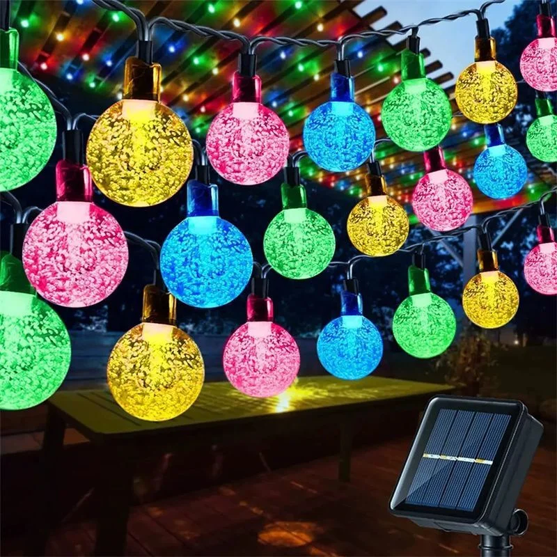 Solar Crystal Globe LED String Lights LED 8 Lighting Mode Fairy Light Garland for Garden Party Decor Wedding Birthday Decoration