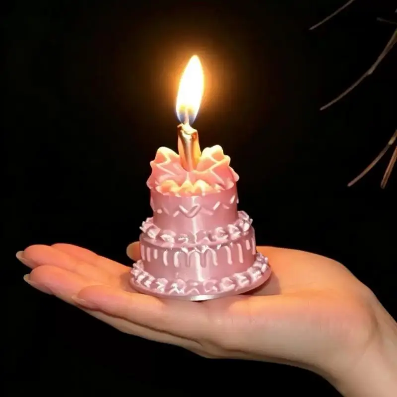 Pink Cake Shaped Jewelry Box Cute Pearlescent Design Small Inner Space Trinket Box For Wedding Proposal Vanity Table Decor