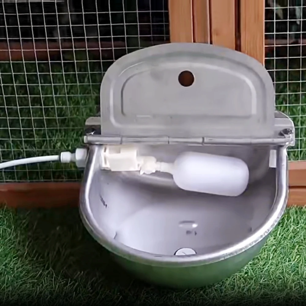 Livestock Automatic Water Bowl with Float Valve and 1.5m/2m Spring Tube Stainless Steel Cattle Sheep Pig Dog Drinking Fountain