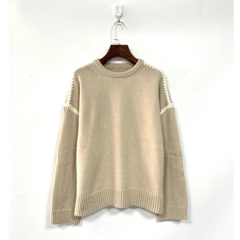 

Women's sweater New elastic knitted round neck long sleeved top for autumn 2025 wool blend pullover Women's jumper y2k Knitwear