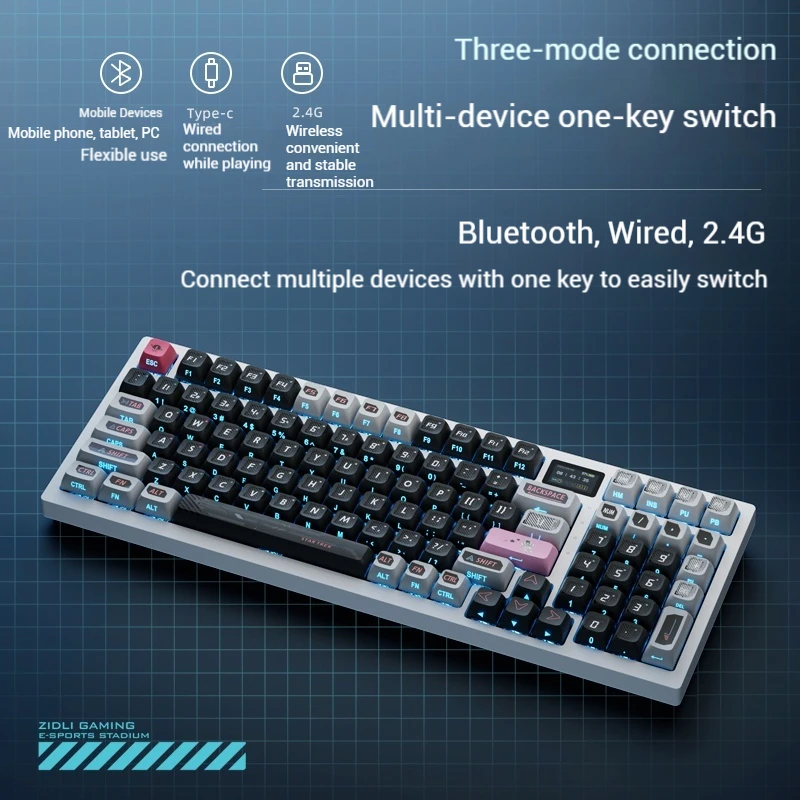 Zidli Magnetic Power Fk980 99 Key Abs Wireless Bluetooth The Tri-Mode Rgb Hot Plug E-Sports Game Customized Mechanical  Keyboard
