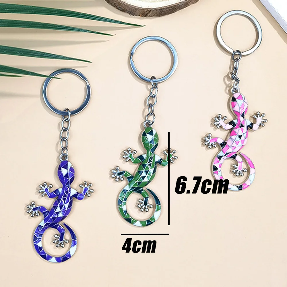 Fashion Lizards Reptile Keychain Enamel Metal Simulation Gecko Charms Key Holder Unisex Handbag Wallet Ornaments Souvenir Gifts