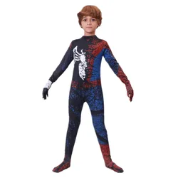 Kids Superhero Onesie Printed Mesh Spider Dress Up Costume Movie Characters Halloween Kids Performance Suit