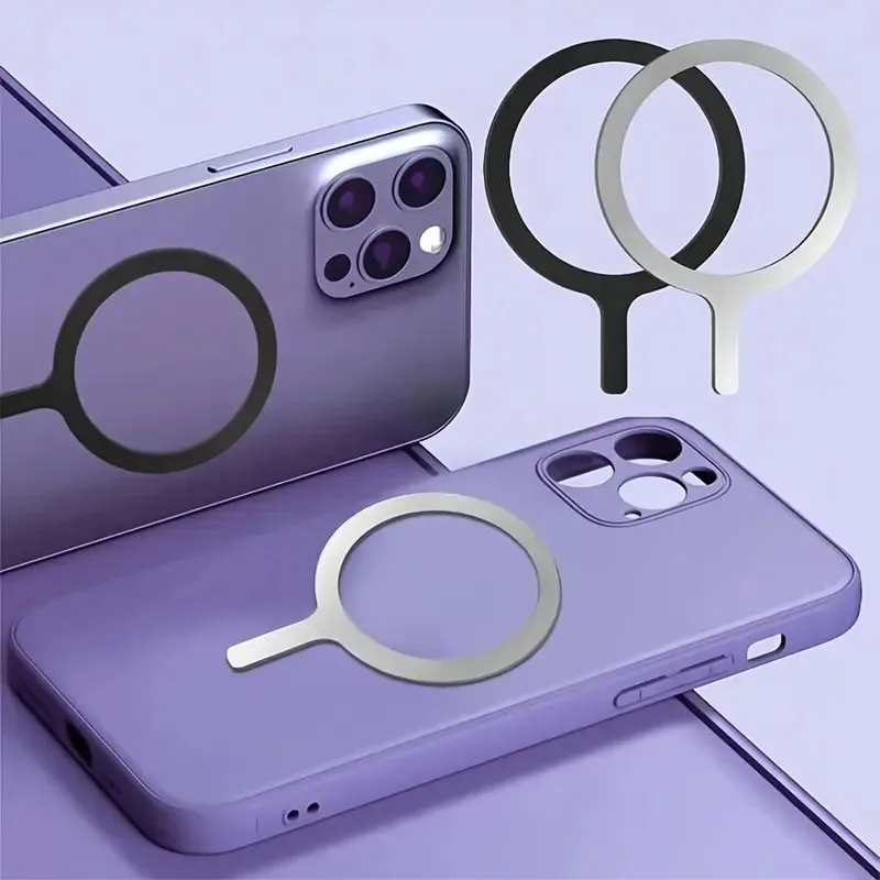 Universeller Magnet-Aufkleber, magnetischer Adapterring, geeignet für Magsafe IPhone, kabelloses Laden, Handy, runder Metallplattenring – Detail 2