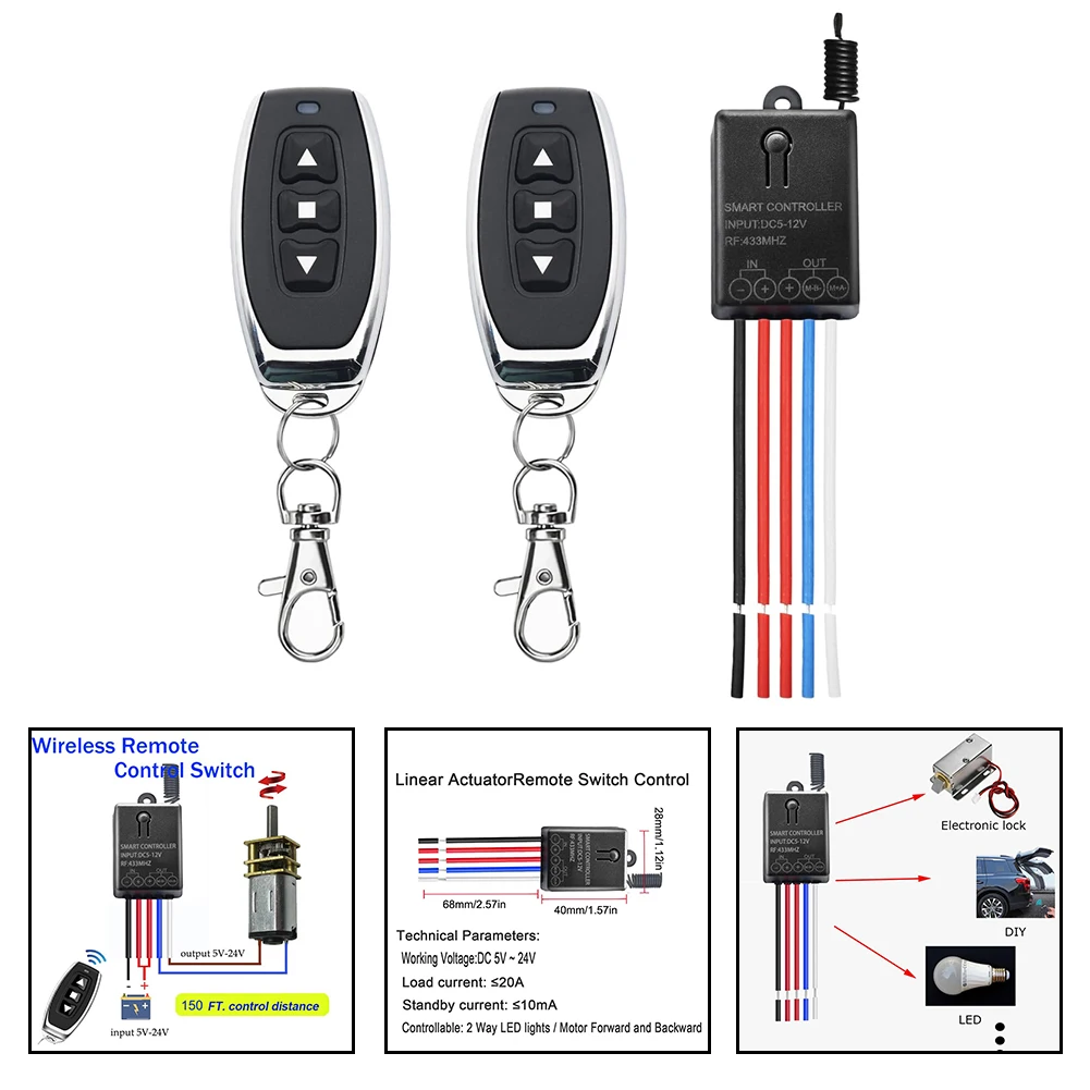 Powerful RF Technology Enabled Wireless Remote Control Switch Suitable for DC Voltage Ranges of Up To 24 Volts