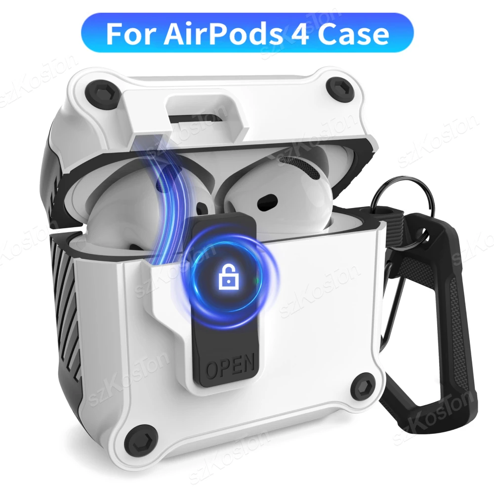 Capa de silicone macia para AirPods, à prova de choque, Anti-Scratch Shell, Bloqueio de segurança com chaveiro, Air Pods 4th Gen, 2024