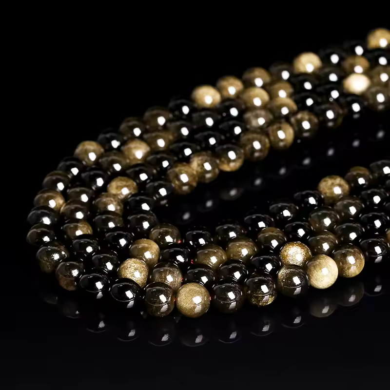 Natural Stone Golden Obsidian Bead Irisation Round Loose Spacer 4 6 8 10 12mm For Jewelry Making Diy Bracelet Necklace Accessory - Image 4