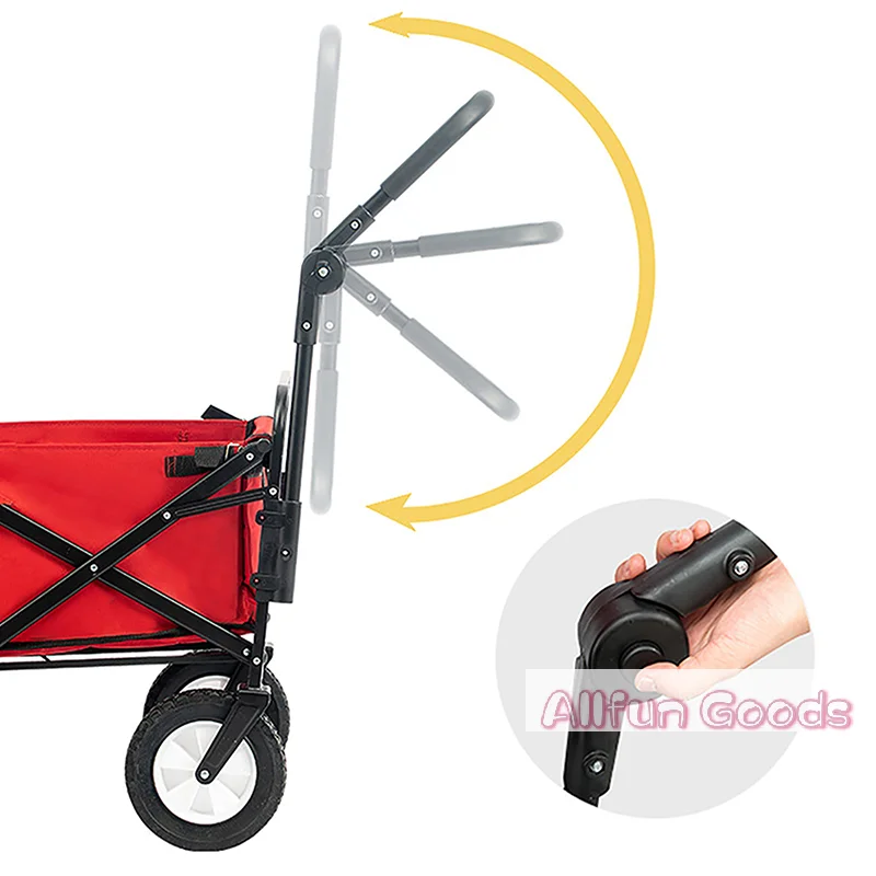 Foldable Folding Cart Push Handle Wagon Cart Equipment Black Lightweight Extendable Cart Trolley Handle Accessories For Camping