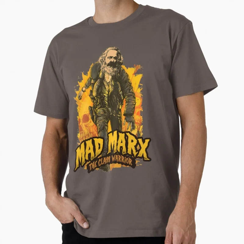 تي شيرت Mad Marx - The Class Warrior Socialist Philosopher Comوني مضحك هدية تي شيرت كبير الحجم ملابس مطبوعة قطنية 100%