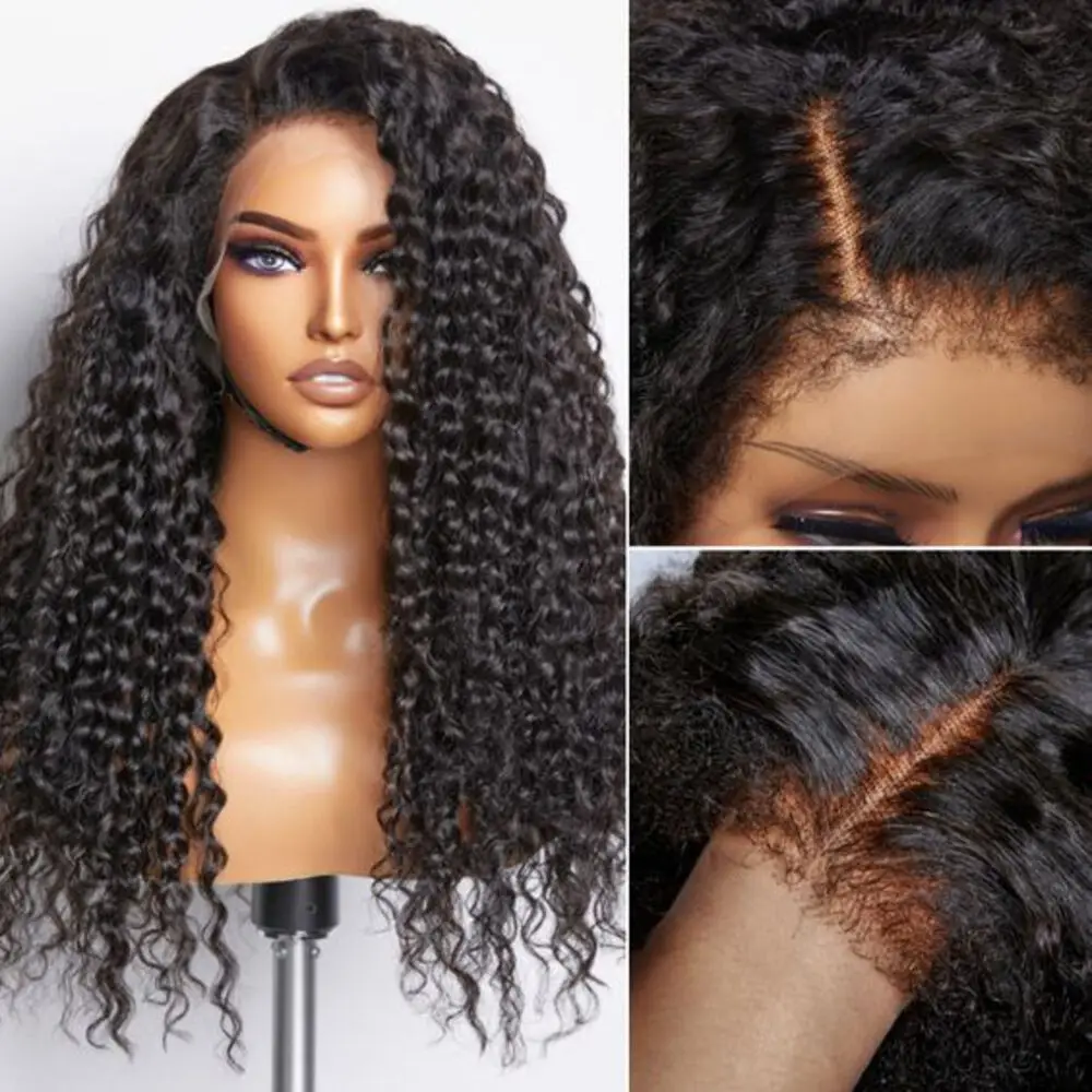 Perruque Lace Front Wig Deep Wave brésilienne naturelle, cheveux ondulés, 13x6 HD, 13x4, 30 pouces, 360 de densité, pour femmes