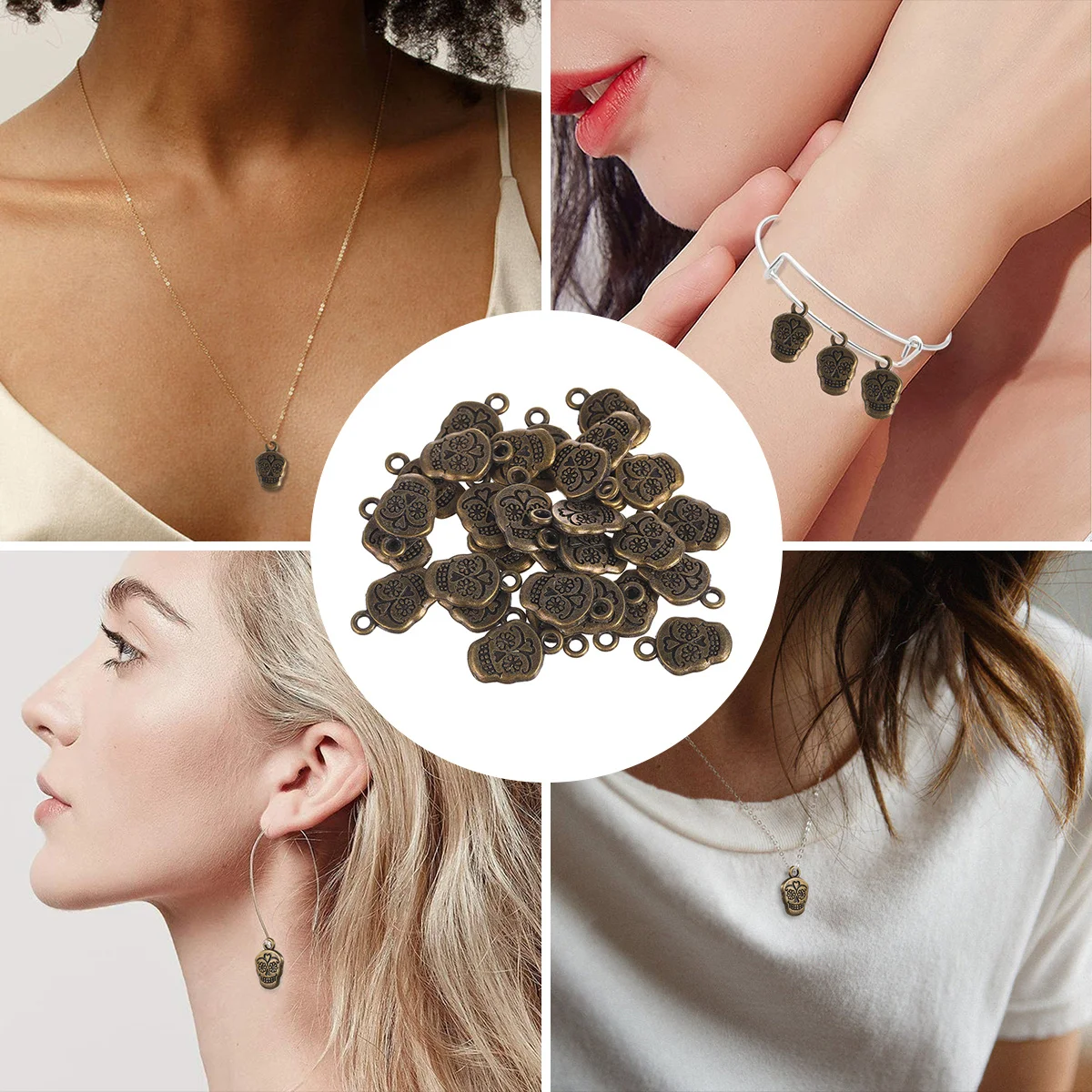

30pcs Vintage Alloy Pendants For Jewelry Making Diy Charms Necklace Earring Bracelet Craft Supplies Halloween Gift