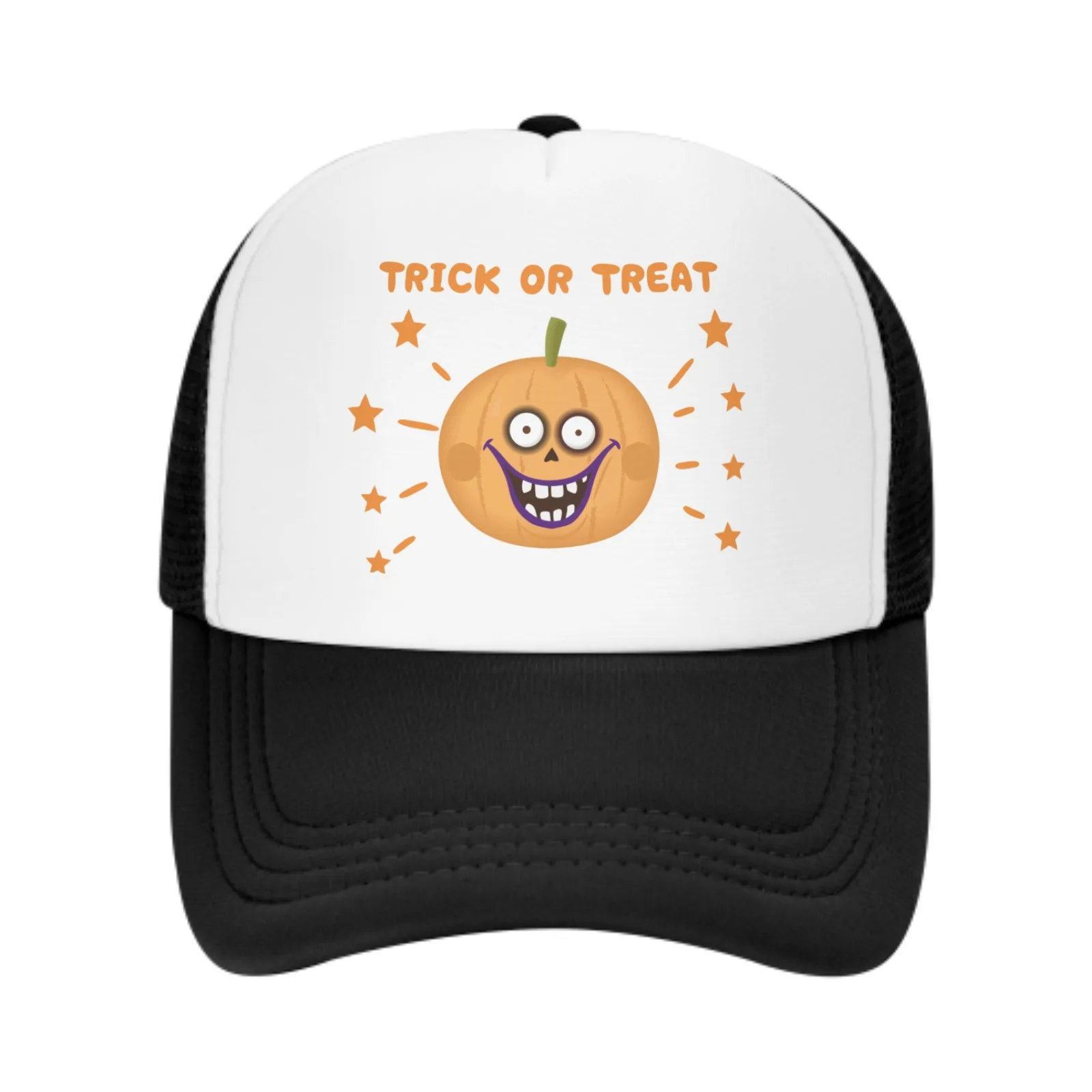 Pumpkin Trick Or Treat Baseball Cap Adult Mesh Hat Adjustable for Men Women Sports Breathable Fashion Daily Travel Outdoor