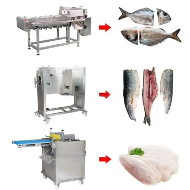 304 SS Fish Head Remover Machine Tilapia Crucian Carp Tail Cutter Food-Grade Industrial Factories