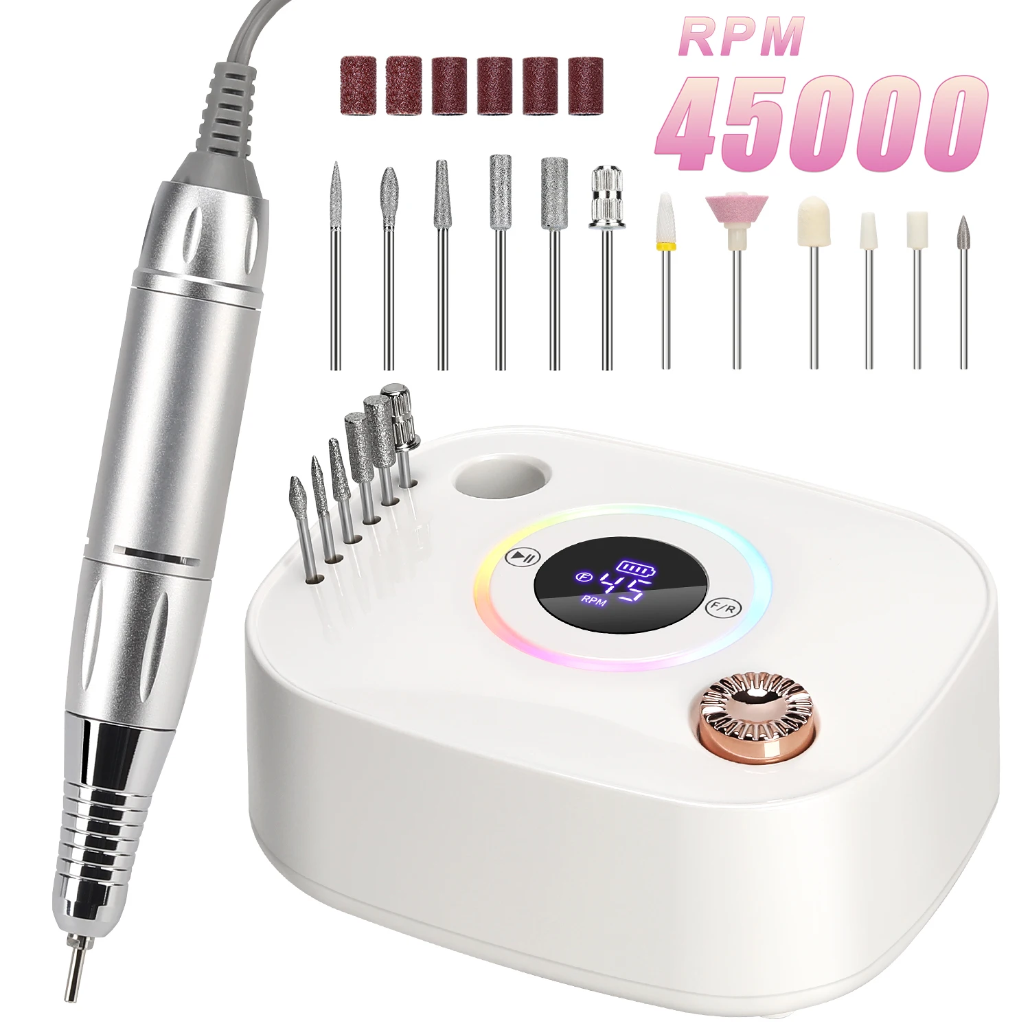 

45000 об/мин дрель для ногтей маникюрная машина перезаряжаемая электрическая шлифовальная машина для ногтей с режимом паузы токарный станок для ногтей инструмент для резки геля
