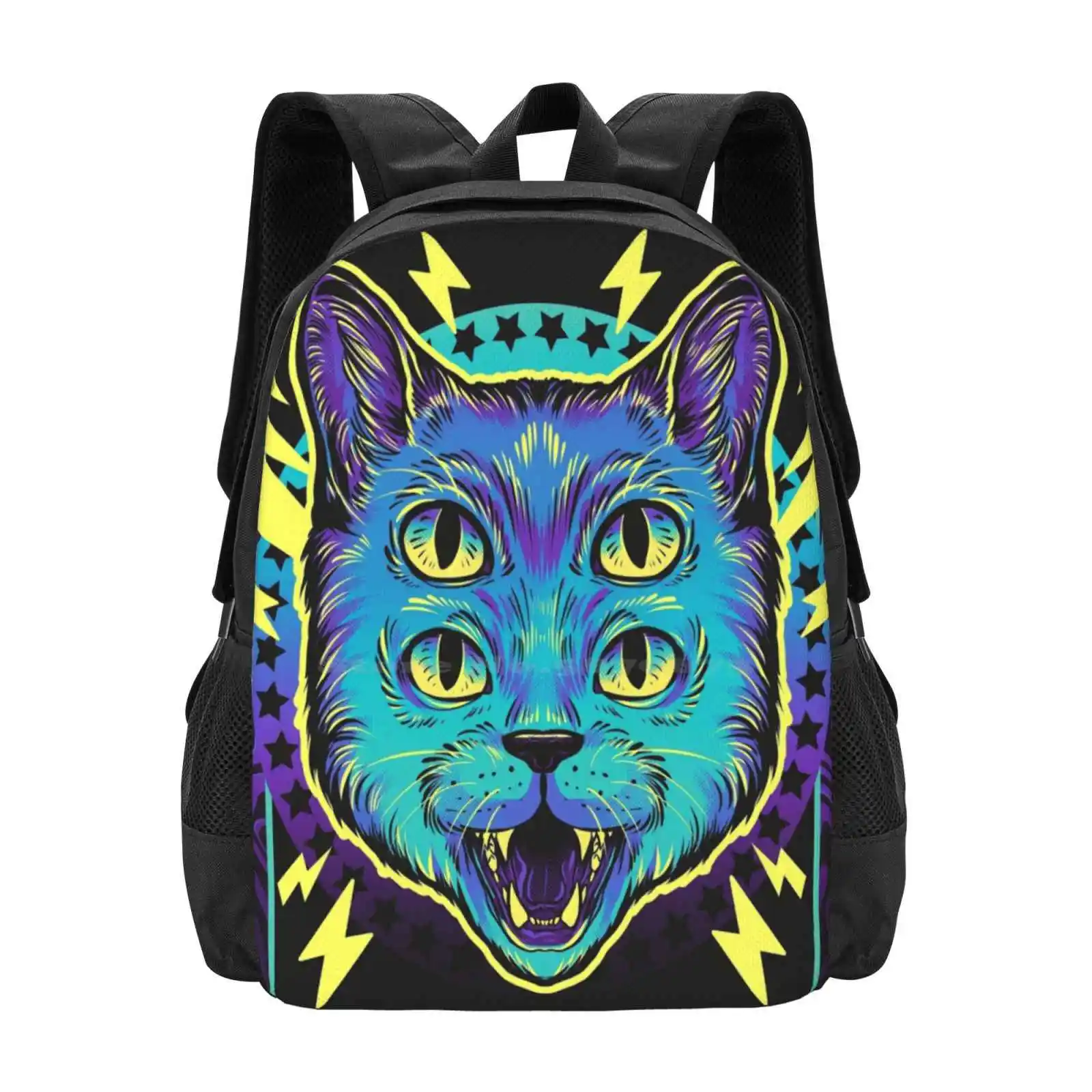 

4 Eye Cat Hot Sale Schoolbag Backpack Fashion Bags Cat Kitten Kitty Eyes Rekikomsos Digital Drawing Vector Illustrator