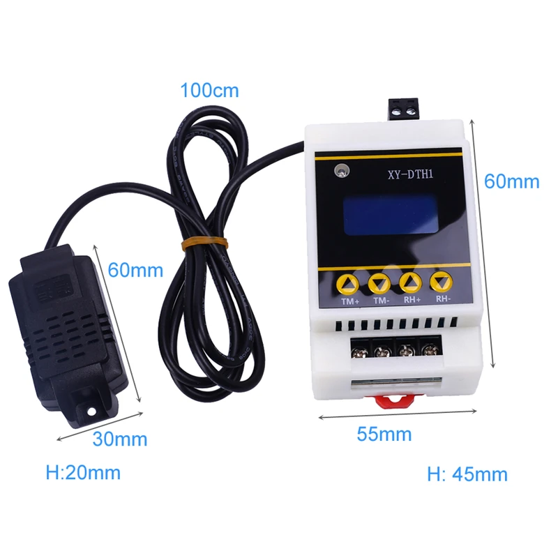 SHT30 Temperature Humidity Controller -20C to 60C 100% RH SHT30 Sensor Module 10A Relay Output for DIN Rail Incubator