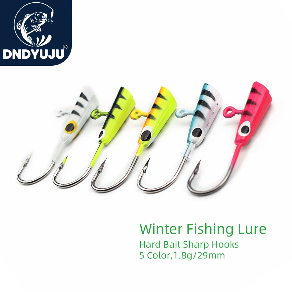 TIANNSII 4Pcs 29mm/1.8g 5Color Fishing Lure Fishing Hook Maggot Worm  Metal Bait Ice Jig Sets  Mini Lead Winter