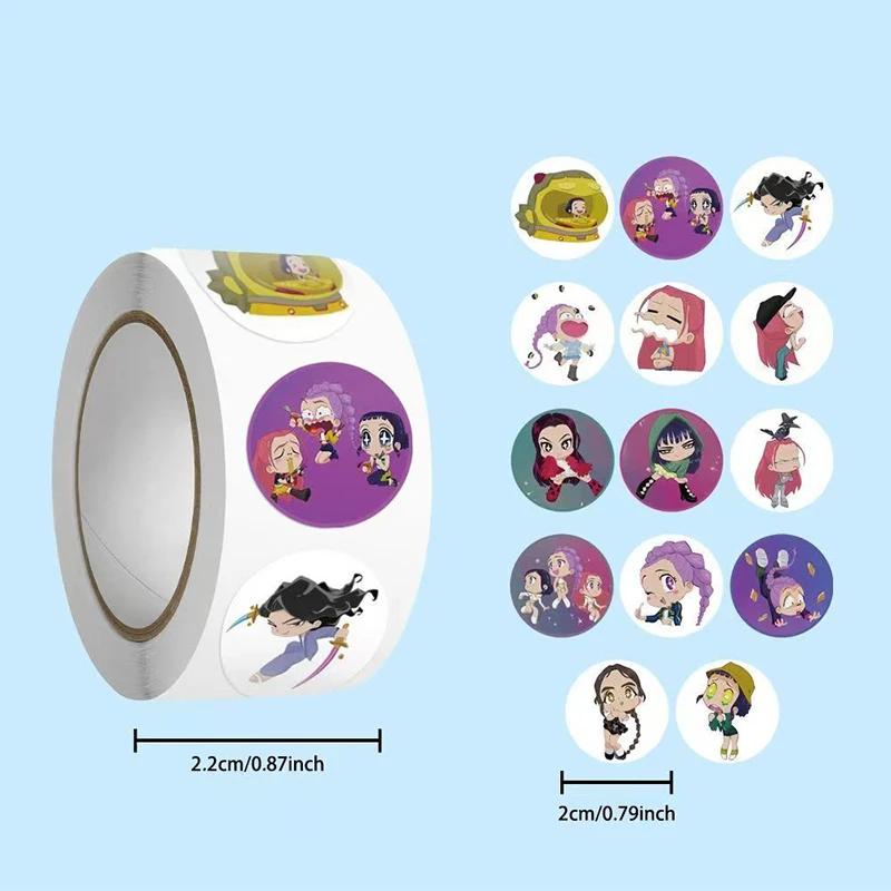 

2025 new 500Pcs/Roll Anime KPop Demon Hunters Stickers Demon Hunters Tiger DIY Scrapbooking Phone Luggage Skateboard Waterproof