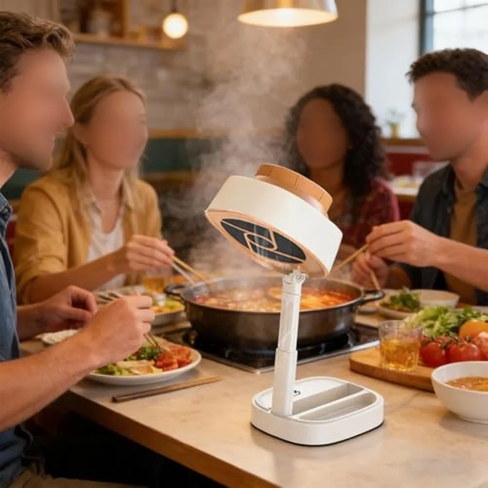 Desktop-Mounted Foldable Range Hood for Indoor Cooking with 5-Speed Control Rechargeable Power and Lightweight Portability