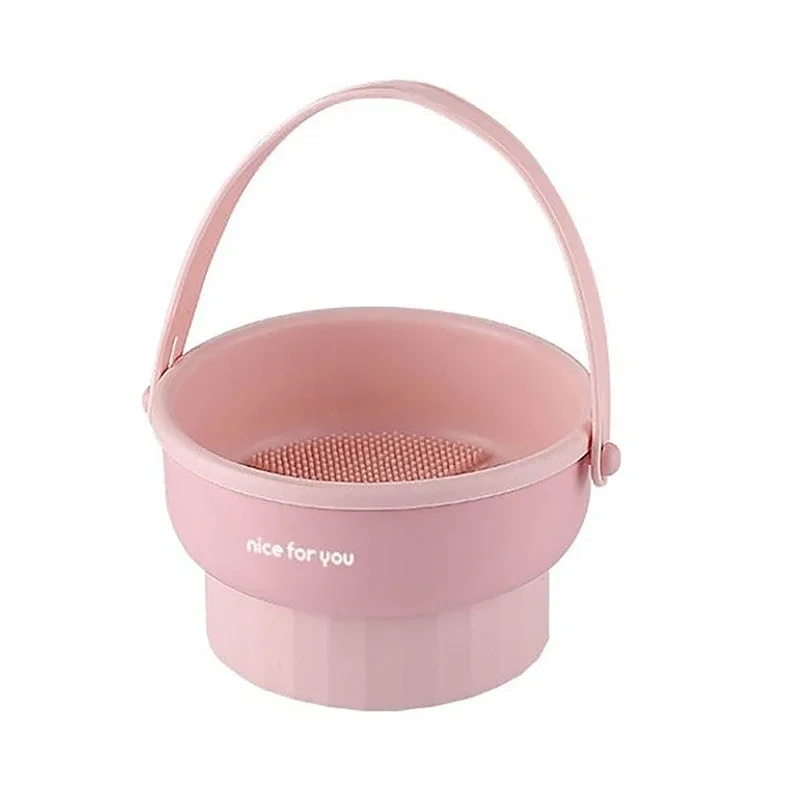 Ciotola per la pulizia dei pennelli per il trucco Set di strumenti per la pulizia delle uova di bellezza Set di stoccaggio per pennelli in polvere Soffio per la pulizia a secco Ripiano per l'asciugatura in silicone