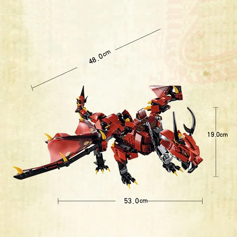 Cretive Firstbourne The Red Flame Dragon model Building Blocks Helicopter Aeroplan Toy for Birthday Christmas Gift