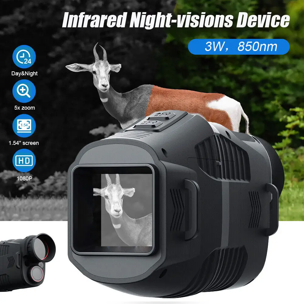 Monocular 5X Zoom Digital Night Vision 850nm Infrared Scope IR Camera Video New for Hunting Observation 200~300 Meters Viewing