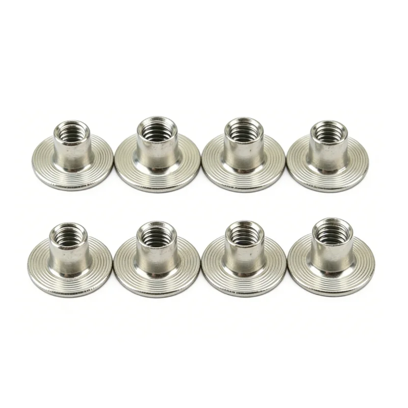 20/40PCS M4 M5 M6 M8 M10 304Stainless Steel Round Base Welding Nut Insert T-Nut Through Hole Flange Connection Nut for Furniture