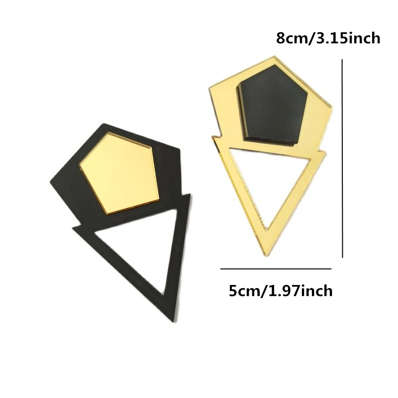 KUGUYS Triangle Geometric Big Stud Earrings for Women Acrylic Fashion Jewelry Hyperbole DJ DS Dancer Cool Accessories