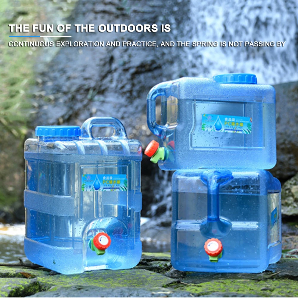 5L-15L Food Grade PC Water Containers Portable Driving Water Tanks Container with Faucet for Camping Picnic Hiking Water Buckets