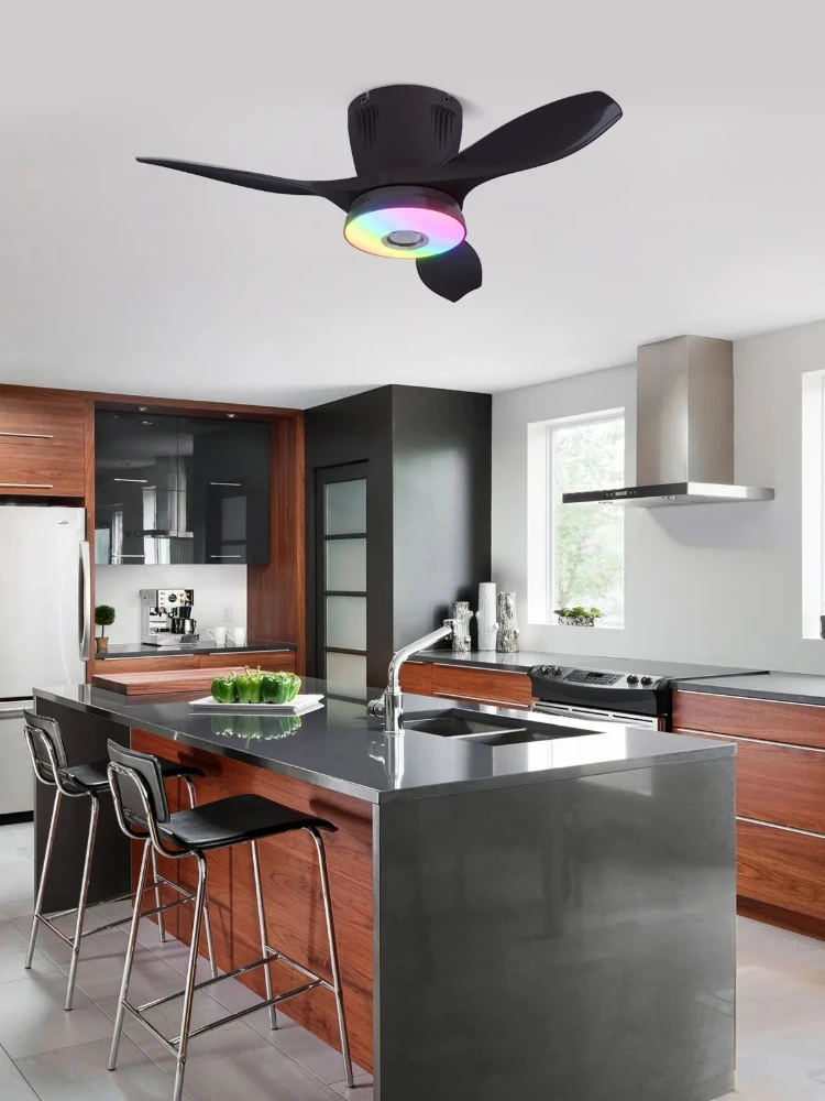LED ventilateur de plafond lumière RGB télécommande Bluetooth musique ventilateur lumière cuisine salon chambre ventilateurs électriques intérieur décor lampe
