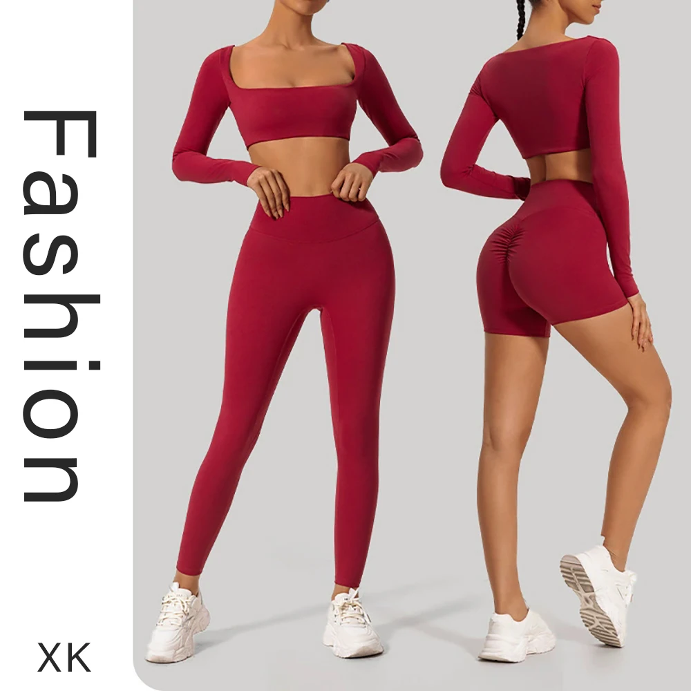 Winter Nude Tight-Fitting Yoga Set High-Waisted Quick-Drying Running And Fitness Wear Two-Piece Fashionable Clothing