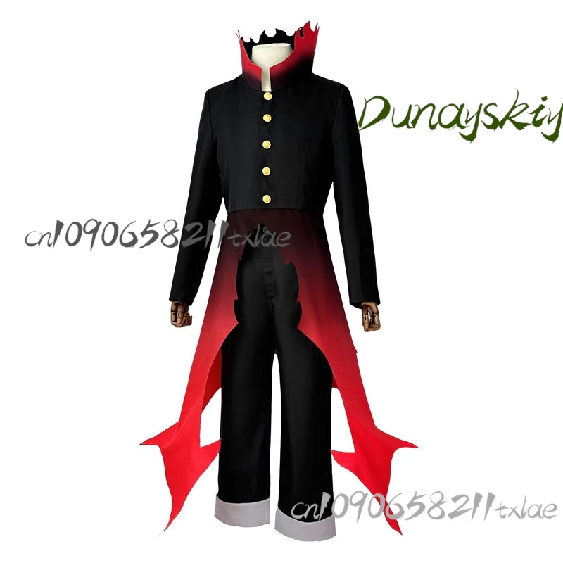 パーソナライズされたケンオカルンダンダダンのコスプレ衣装,赤と黒のトレンチコート,ハロウィーンのパーティースーツ
