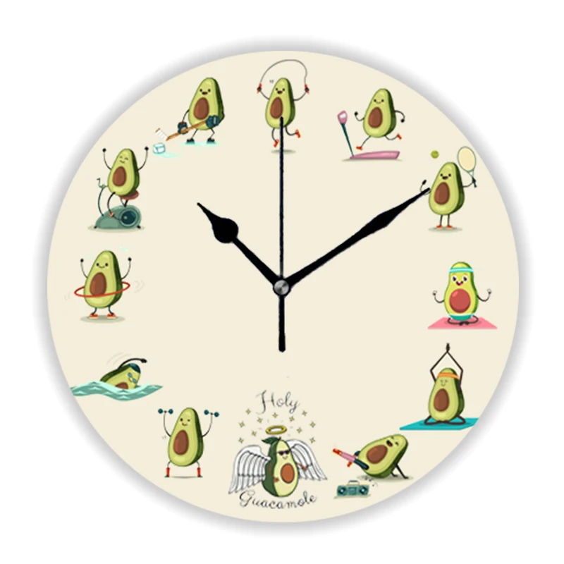 

Минималистичные настенные часы Geek с авокадо для фитнеса и тренировок в тренажерном зале настенные часы с фруктами и авокадо для гостиной декоративный подарок