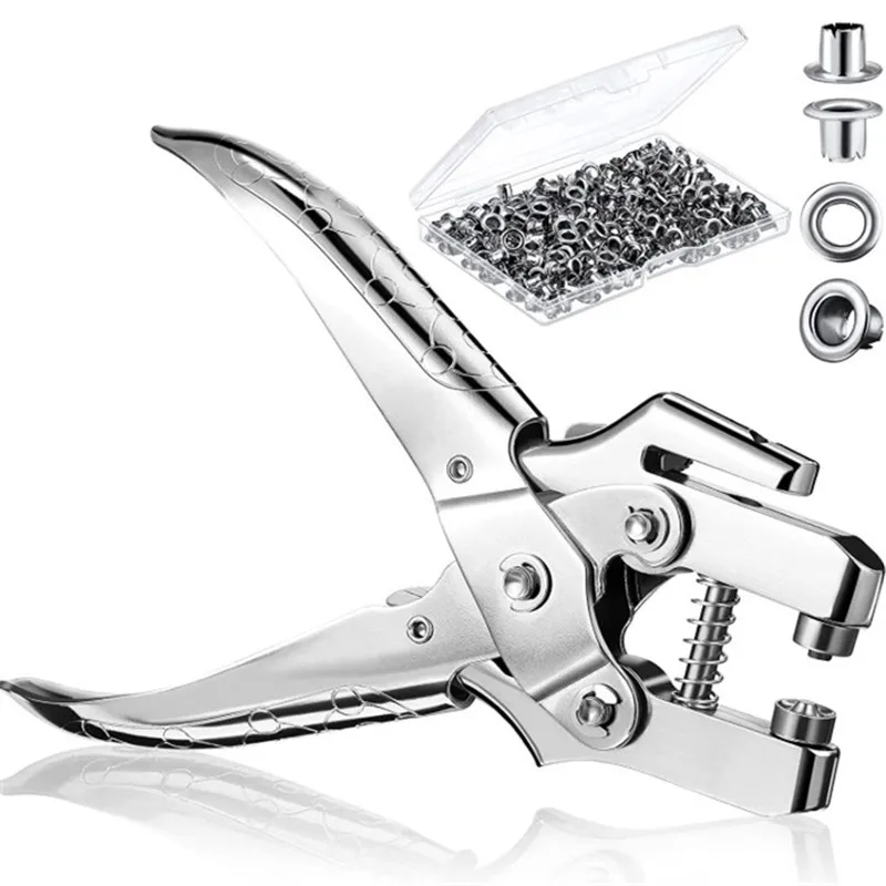Portable 6mm Paper Hole Punch Tool 100pcs Rivet Setting For Shoe Eyeleting Tarpaulins Clothing Leather Crafting Scrapbooking