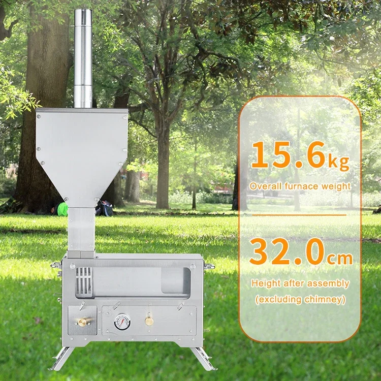 304 stainless steel pellet fueled patio heater Non charged gravity cutting camping mini stove outdoor camping portable stove