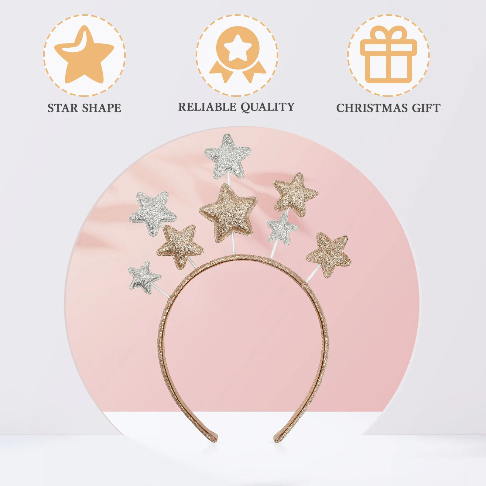 Stars Headband Party Sparkling Headpieces Christmas Headbands Headdress Creative Glitter Pentagram Hair Hoops Kids Gifts