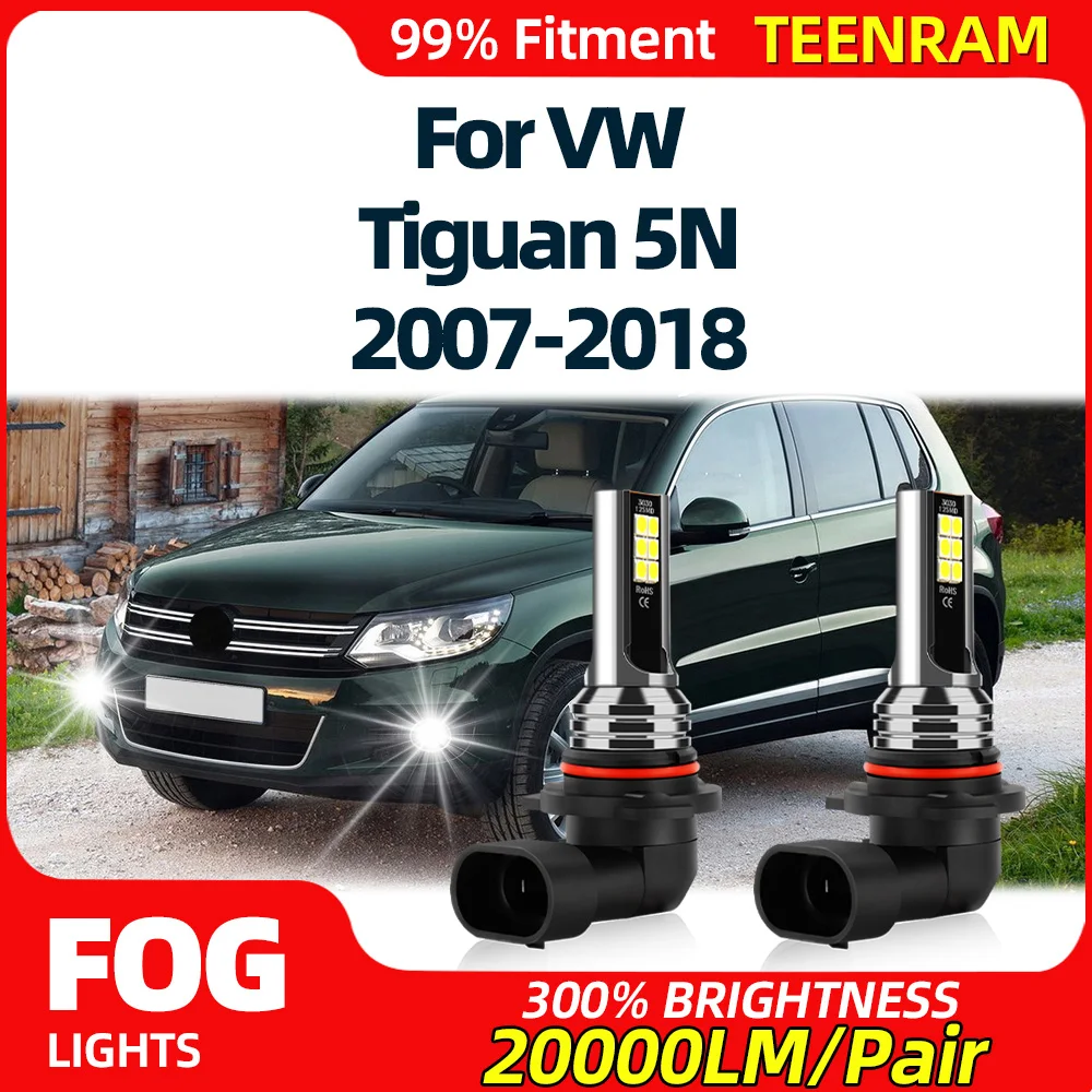 

60W 9006 HB4 LED Fog Lights 6000K White Fog Lamps 12V Plug And Play For VW Tiguan 5N 2007-2012 2013 2014 2015 2016 2017 2018