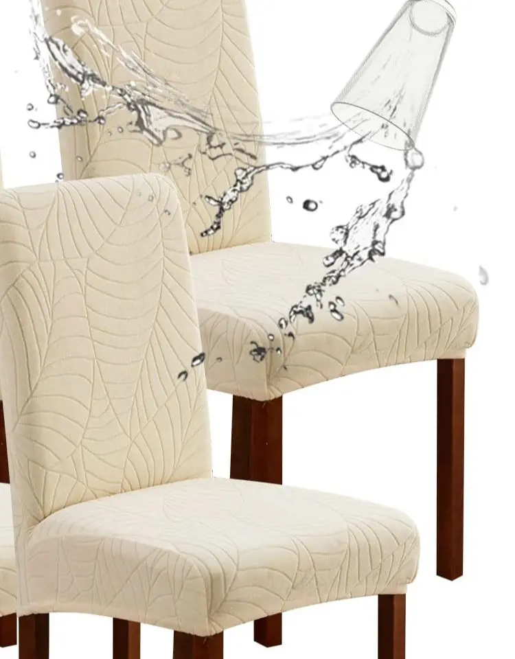 

Waterproof Chair Cover For Dining Room High Back Dining Chair Seat Covers Stretch Jacquard For Kitchen Hotel