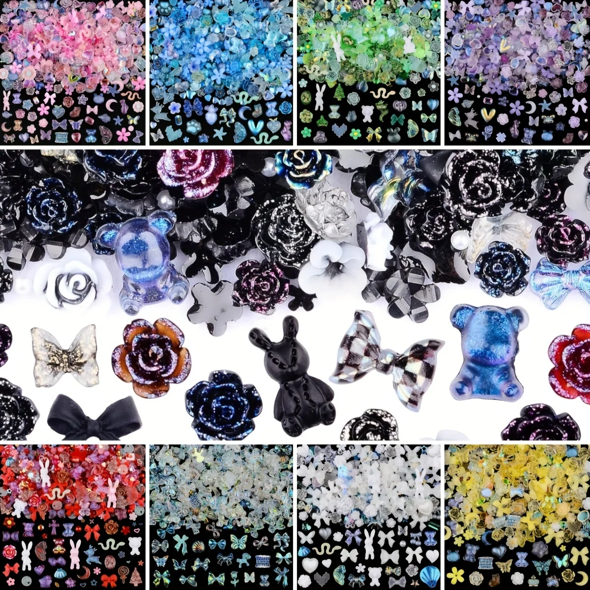 

Wholesale Colorful Nail Decorations Butterfly Rabbit DIY Accessories Sweet Style Rhinestone Nail Decoration Party Gifts for Girl