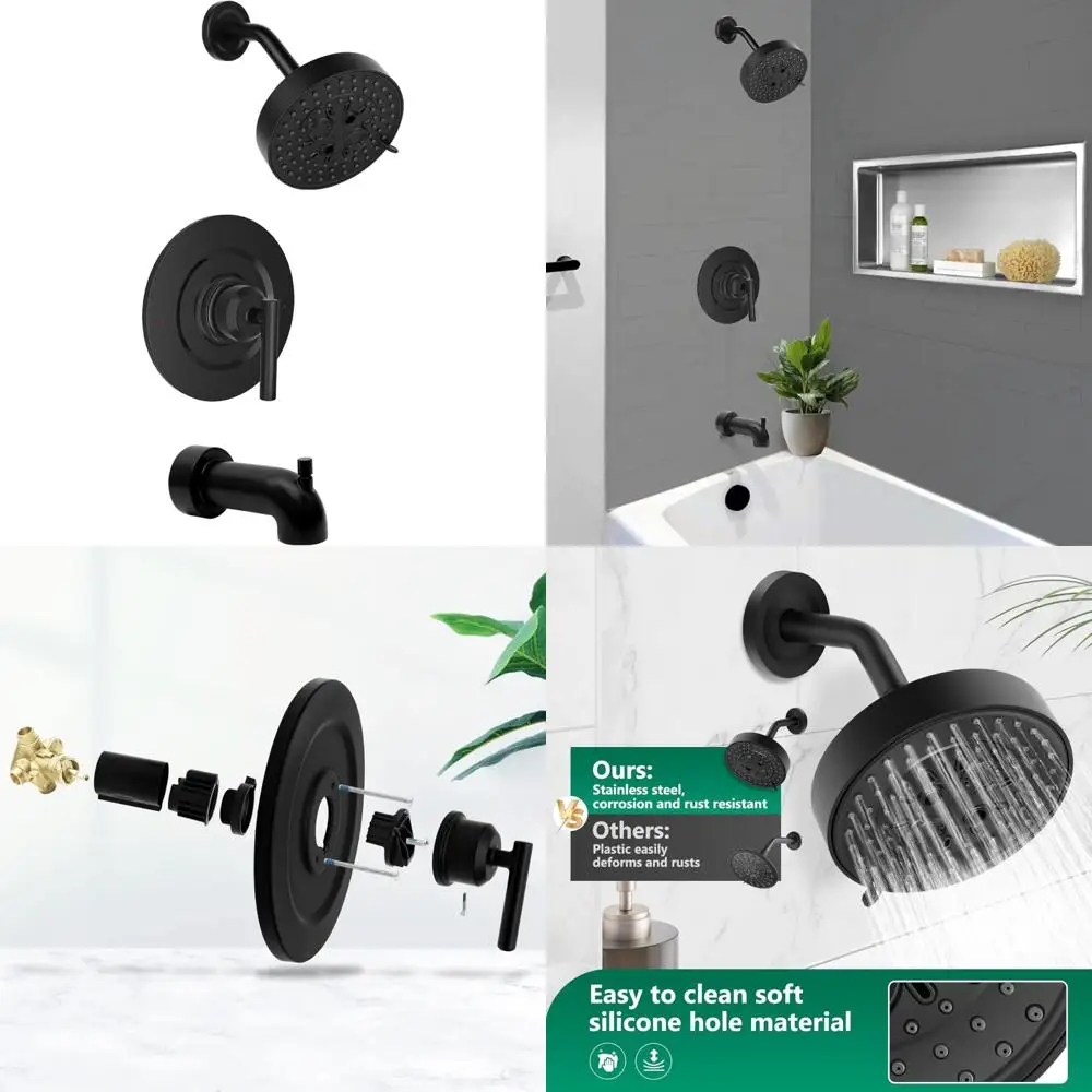 

Shower System Compatible with Tub Shower Trim Kit, Replacement for Black Shower Trim, Easy Installation, Long-Lasting Durability