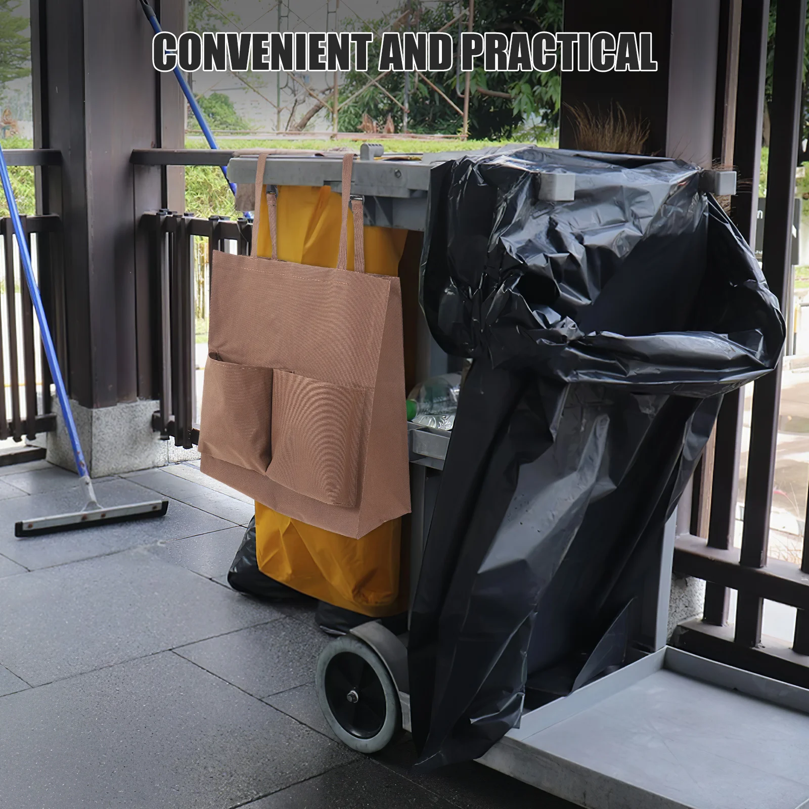 

Housekeeping Cart Bag Heavy Duty Plastic Cloth Material Trash Collection Organizer for Cleaning Carts Janitorial Supply