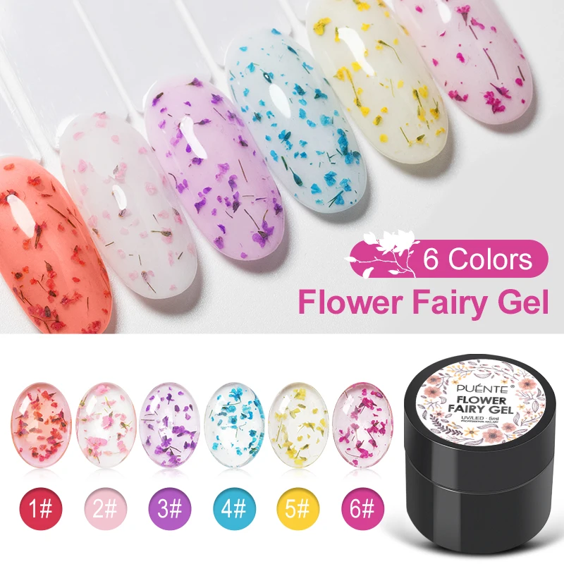 Vernizes da arte do prego da pintura de diy do gel uv para a manicure série natural da fada da flor seca do gel do prego