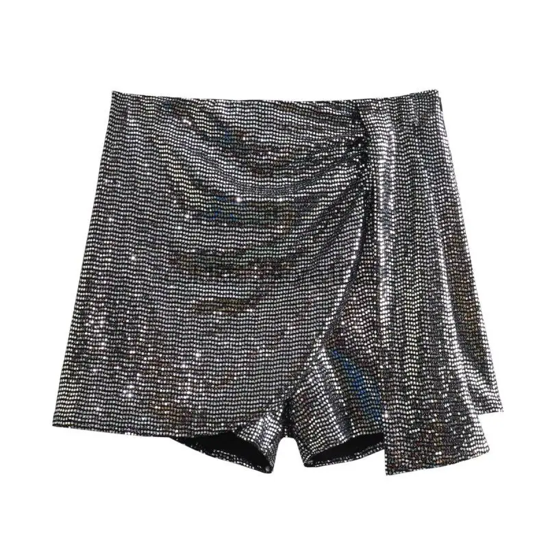 

2024 Women's Shiny Sequin Mini Skirts Shiny Knotted Slim Fit High Waist Skirt For Women Summer Fashion Y2k Streetwear